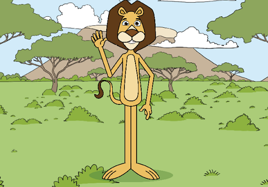 A cartoon lion that represents a lesson in the Old Mutual financial education program.