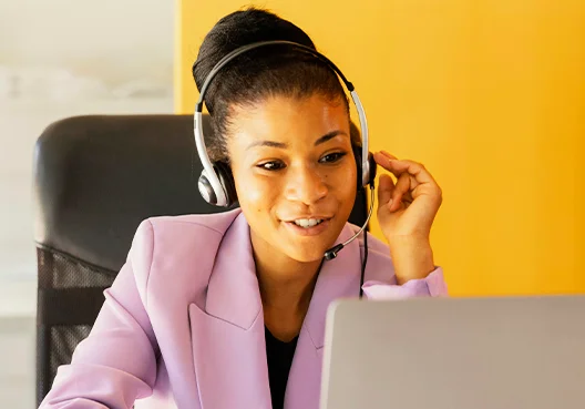 woman having online meeting at work